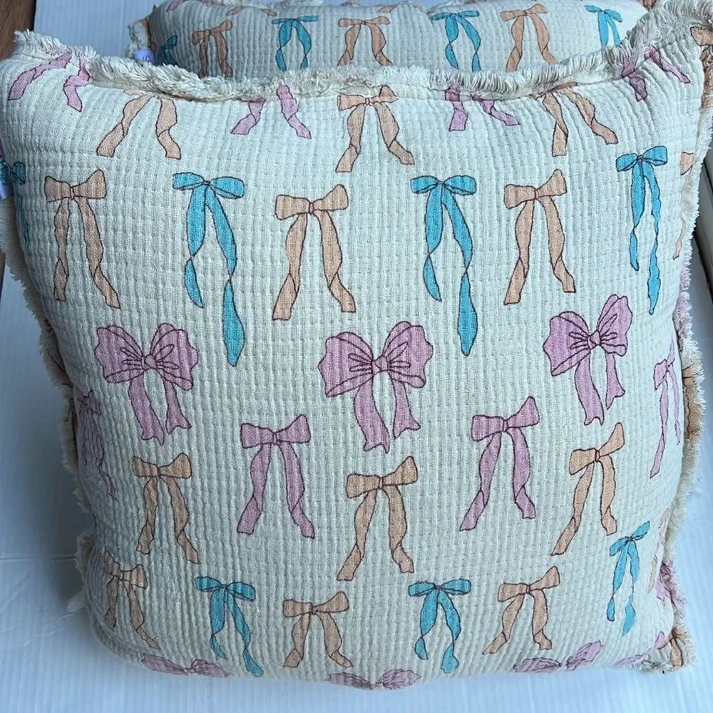 Style Happy Pastel Bows Throw Pillow
